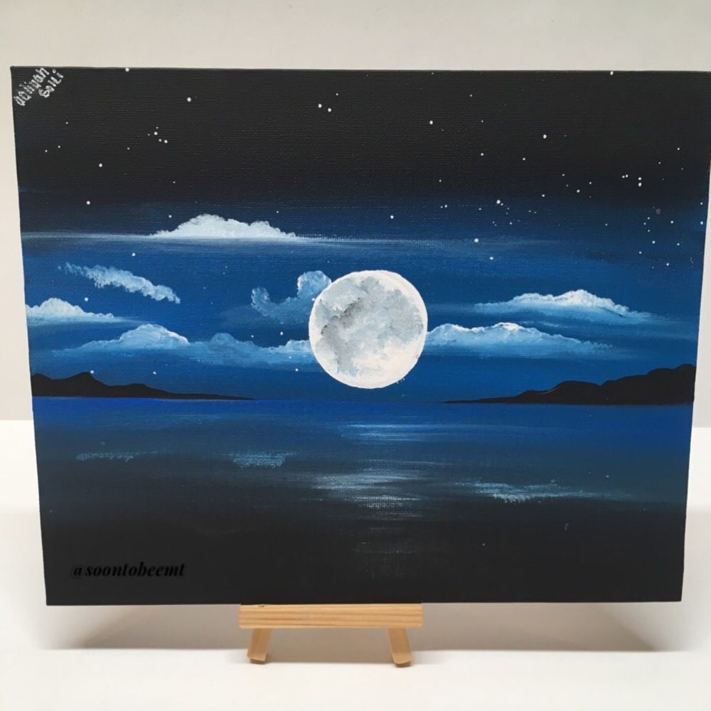 8x10 Acrylic Painting By Me- Those Tired Nights🌌